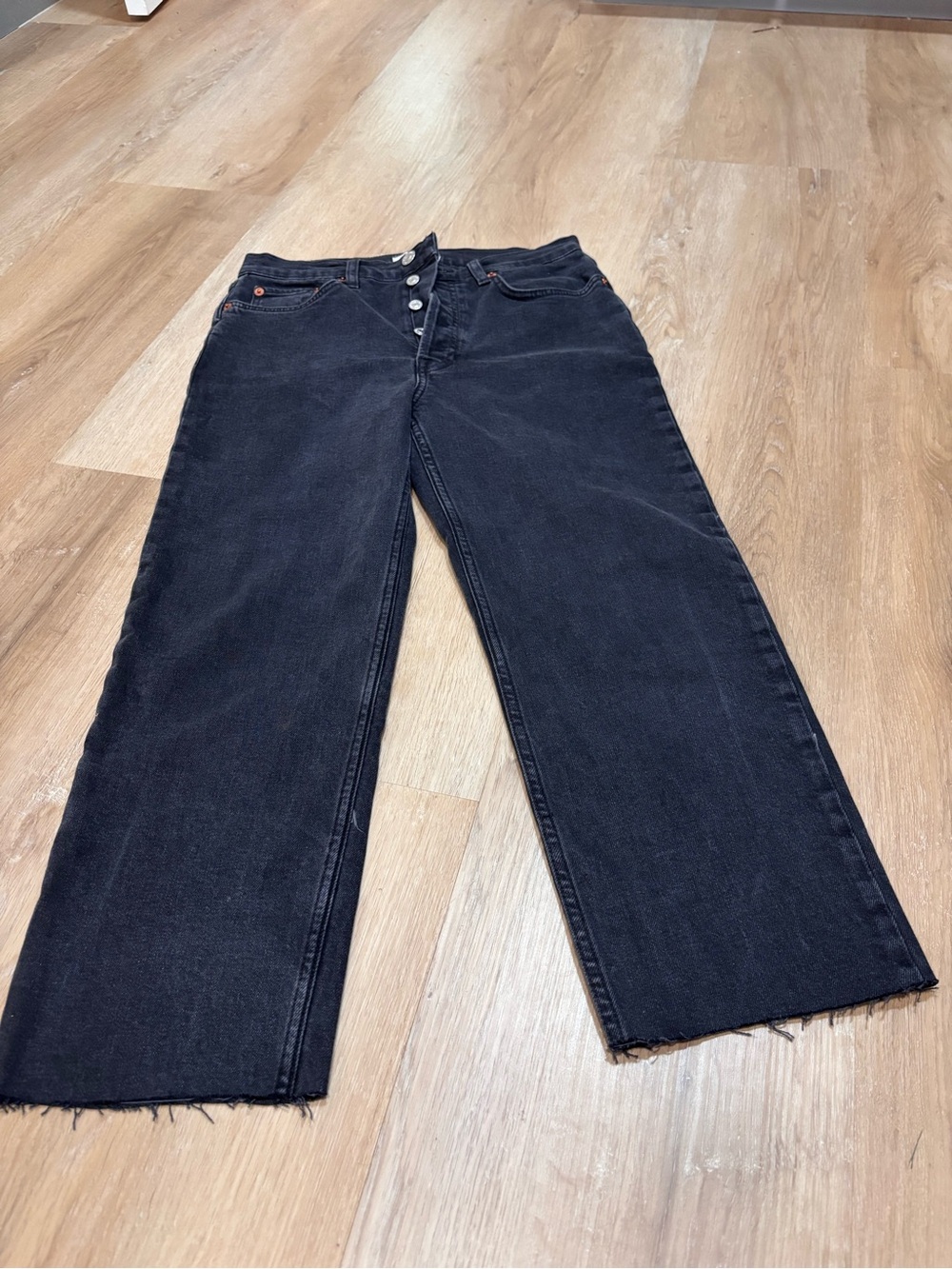 Re/Done Black High-Rise Wide Leg Jeans